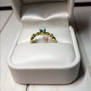 Jewelry - Dainty Yellow Gold Plated Silver Ring w/💙 Jewelry - Dainty Yellow Gold Plated Silver Ring w/💙